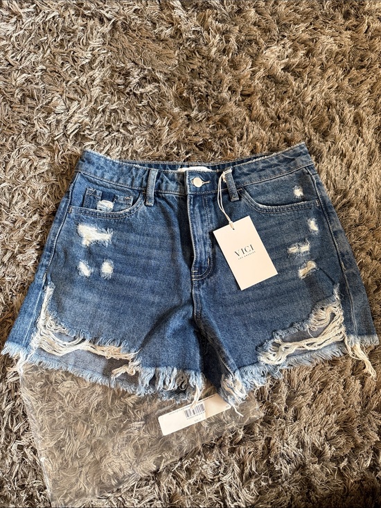 Vici Pants - VICI Distressed Winnie High Rise denim shorts